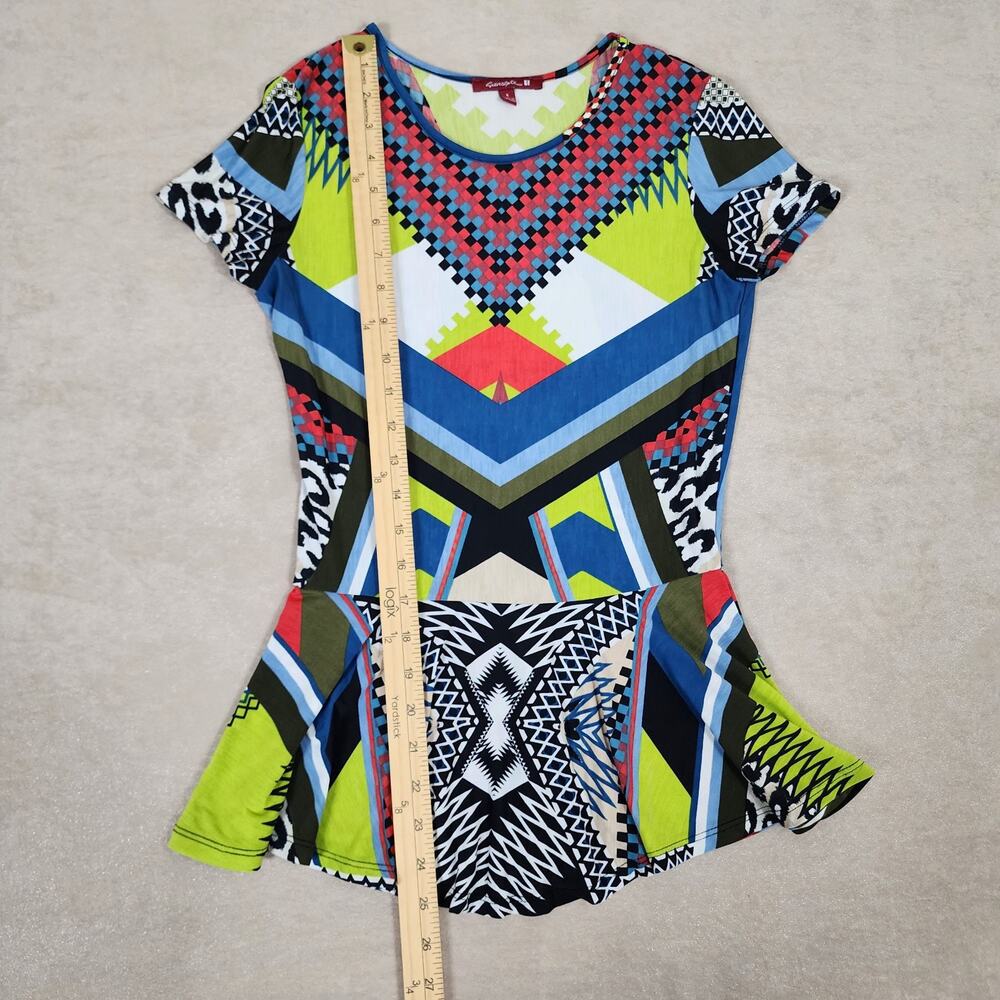 GieverGate Art to wear Artsy Colorful Bright Multicolor Peplum Size Small Top